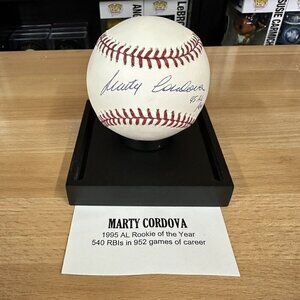 Marty Cordova  Signed Autographed  Baseball “95 AL ROY” Tristar 7109532